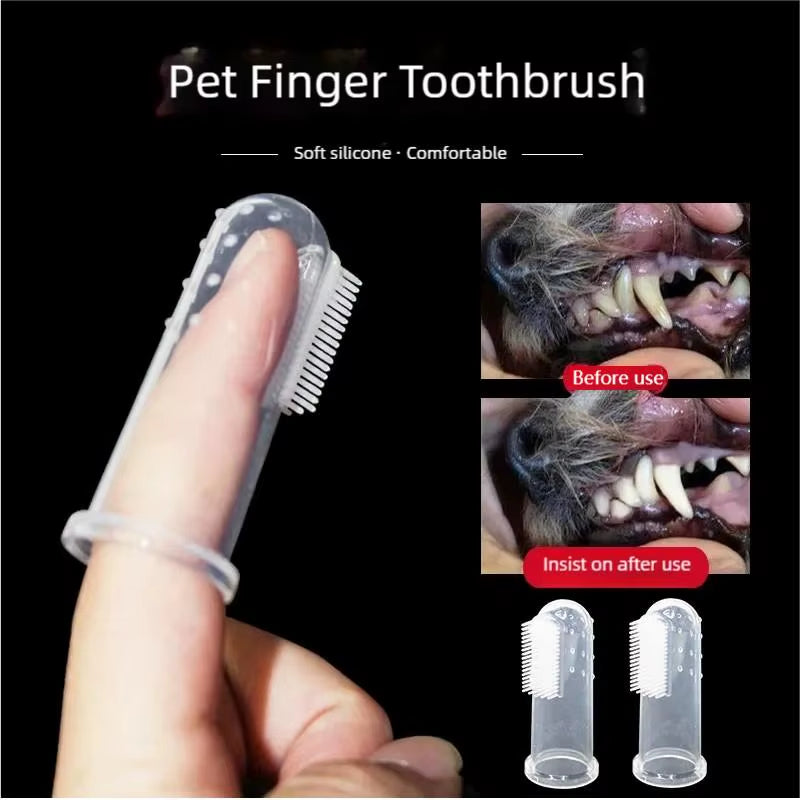 With Box Silicone Soft Pet Finger Cuff Toothbrushes Dog Brush Bad Breath Tartar Teeth Care Tool Cleaning Scrub Silicagel