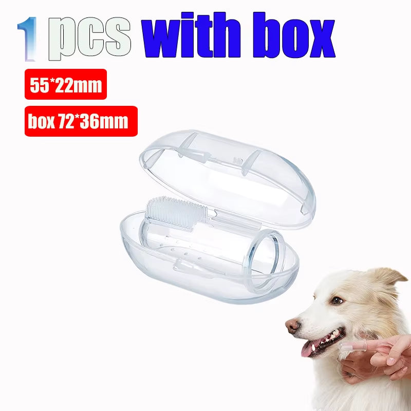 With Box Silicone Soft Pet Finger Cuff Toothbrushes Dog Brush Bad Breath Tartar Teeth Care Tool Cleaning Scrub Silicagel