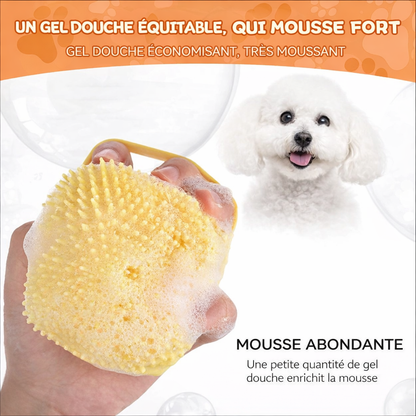 Brosse de Bain en Silicone pour Chien et Chat avec Distributeur de Shampooing
