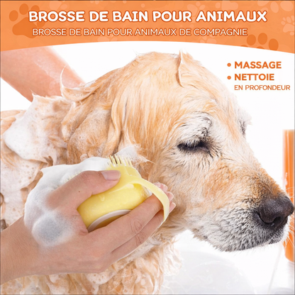 Brosse de Bain en Silicone pour Chien et Chat avec Distributeur de Shampooing