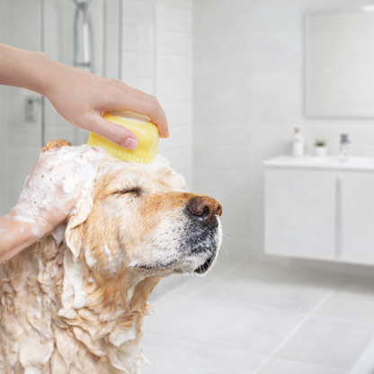 Brosse de Bain en Silicone pour Chien et Chat avec Distributeur de Shampooing