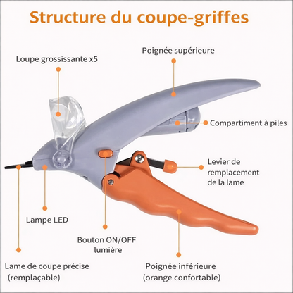 Coupe-Griffes LED pour Chien et Chat, Coupe Douce et Sécurisée pour des Griffes Sans Stress et Sans Douleur