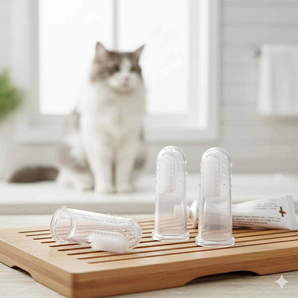 Brosse à Dents Premium en Silicone Souple pour Animaux avec Boîte de Protection, Doigtier de Soin Dentaire pour Chiens et Chats, Action Anti-Tartre et Haleine Fraîche
