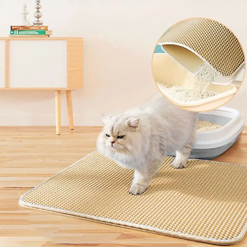 Tapis de Litière Imperméable Double Couche, Fini les Granulés Partout et un Intérieur Plus Propre au Quotidien