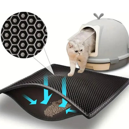 Tapis de Litière Imperméable Double Couche, Fini les Granulés Partout et un Intérieur Plus Propre au Quotidien