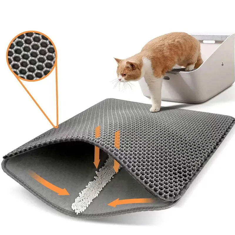 Tapis de Litière Imperméable Double Couche, Fini les Granulés Partout et un Intérieur Plus Propre au Quotidien