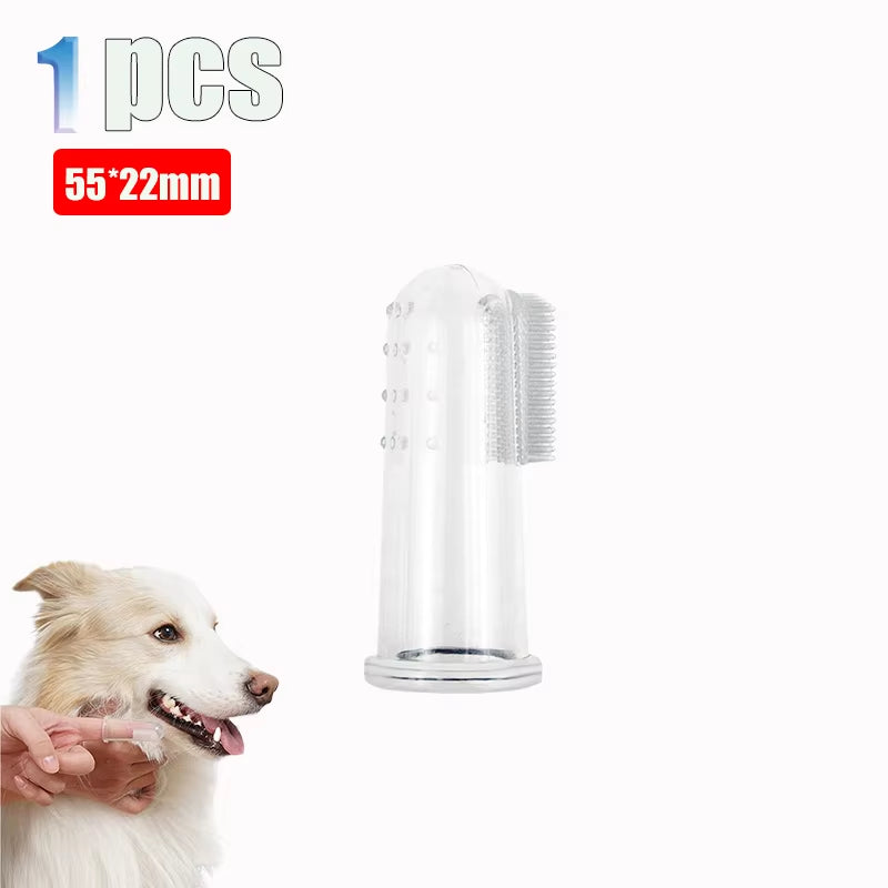 With Box Silicone Soft Pet Finger Cuff Toothbrushes Dog Brush Bad Breath Tartar Teeth Care Tool Cleaning Scrub Silicagel