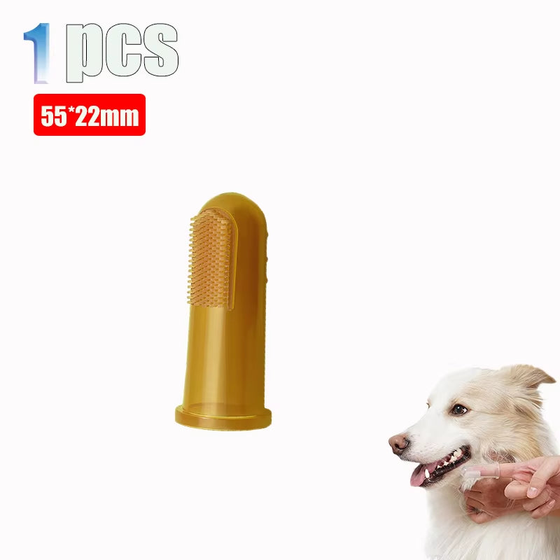 With Box Silicone Soft Pet Finger Cuff Toothbrushes Dog Brush Bad Breath Tartar Teeth Care Tool Cleaning Scrub Silicagel